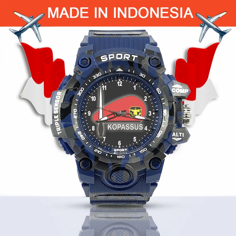 {Istimewa} Jam Tangan BARET MERAH KOPASUS -Biru Army Water Resistant