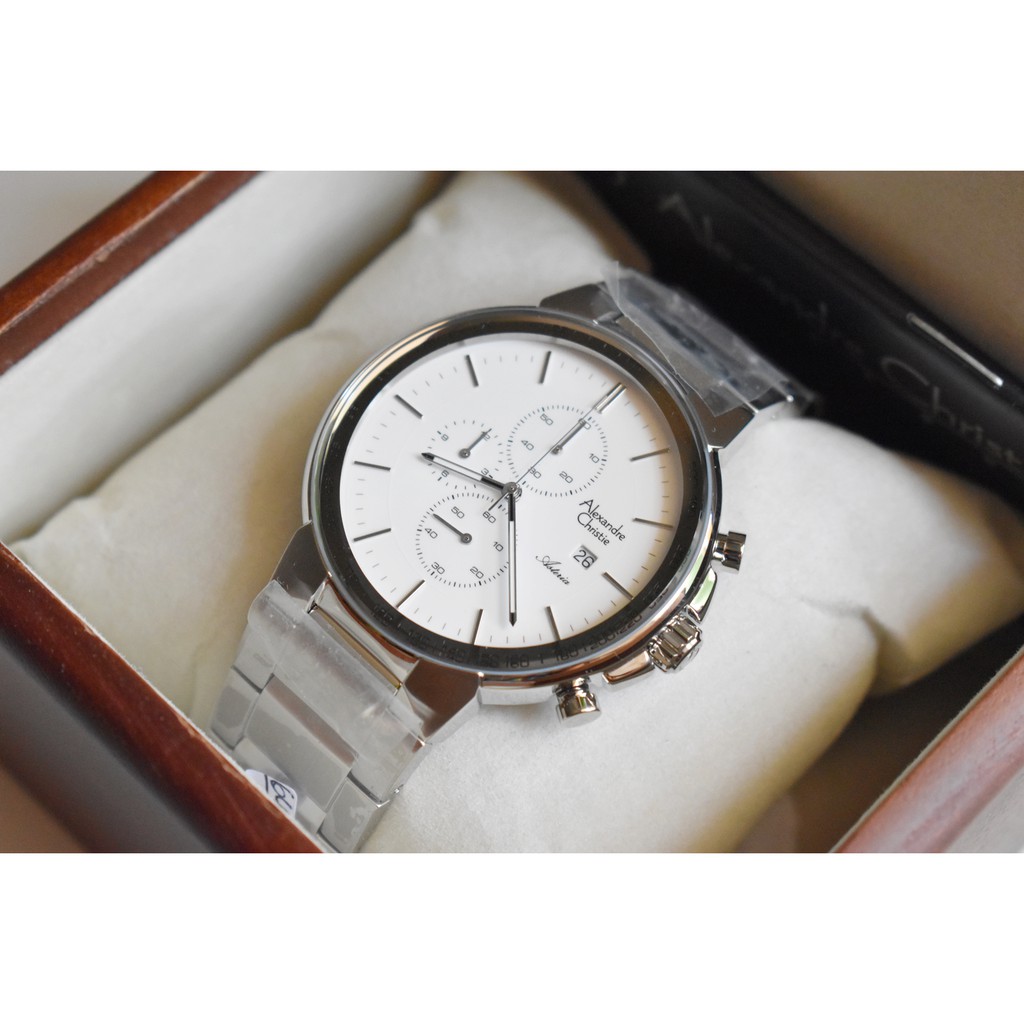 Jam Tangan Alexandre Christie Cowok Pria AC 6462 MC AC6462 Asteria Silver White