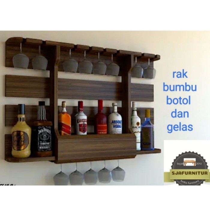 Rak Botol - Rak Bumbu/Rak Botol /Tempat Gelas /Rak Dapur/Rak Dinding/Rak Kayu