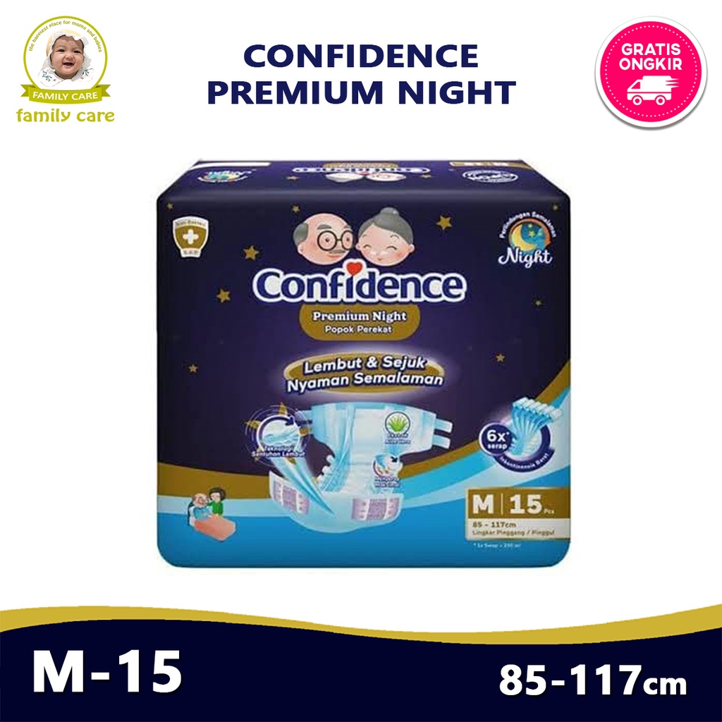 Confidence Premium Night M15 | Pampers Popok Dewasa Perekat M 15