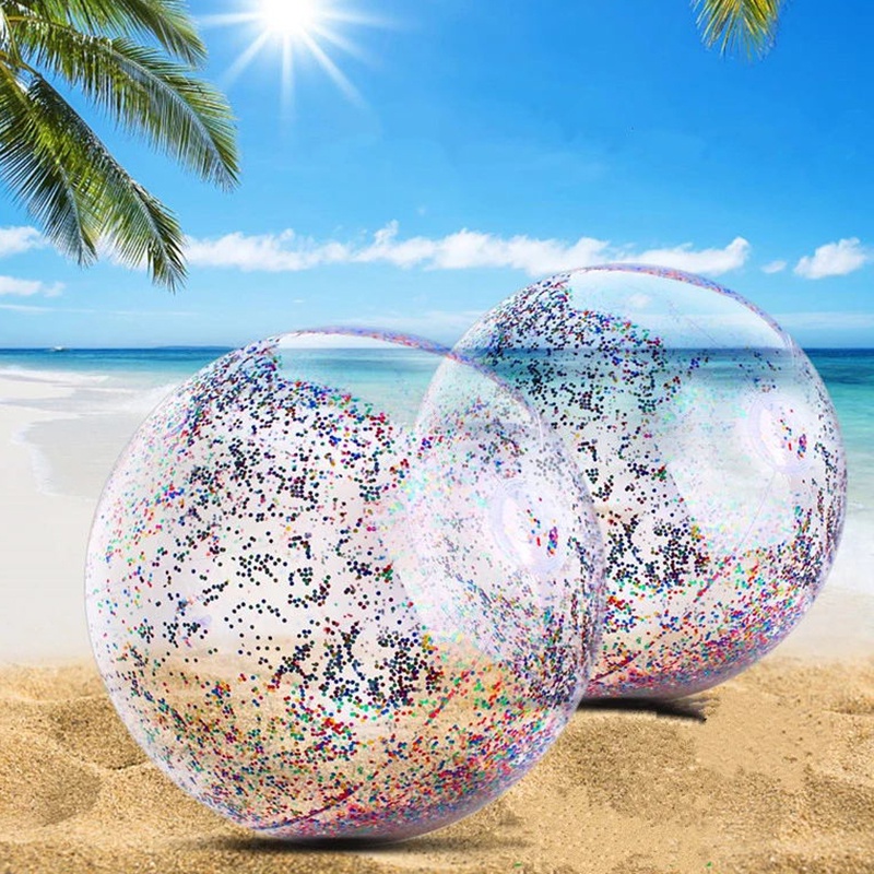 [ Colorful Transparent PVC Sequin Beach Ball Toy For Photo Props Swimming Pools Playing Fun Tools ]