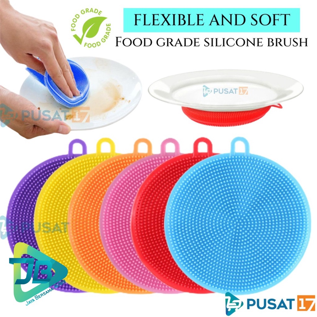 RT04 SPONS SPONGE SPON PENCUCI PIRING BULAT SILIKON SILICONE BRUSH SERBAGUNA FOOD GRADE JB5193