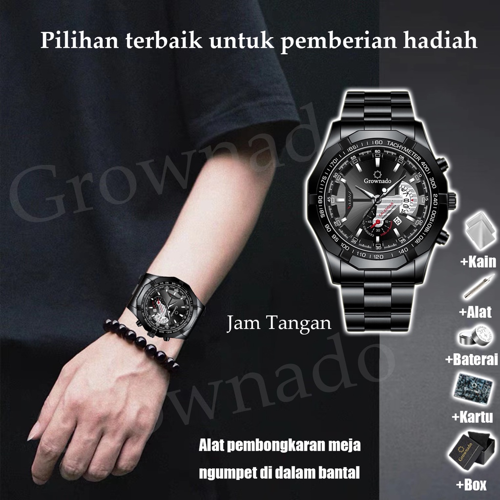 Jam Tangan Pria ✅ Grownado Original Anti Air Tahan Analog Men Watch  Luxury Watch Men kalender Multifungsi Jam Tangan Pria