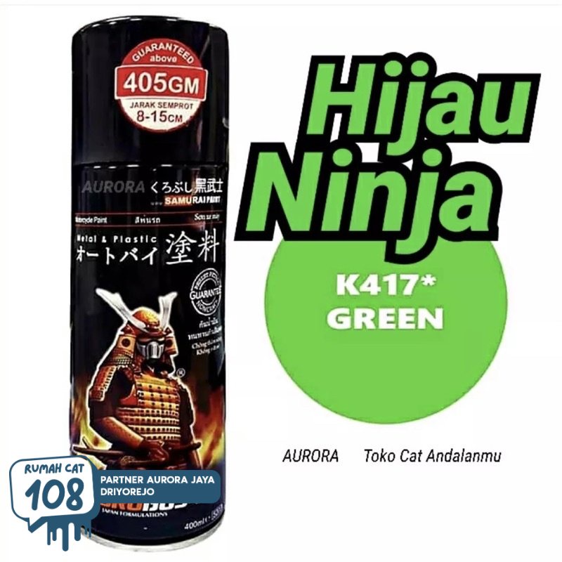 

Pilox Samurai Green K417 Hijau Ninja Kawasaki Motor Cat Pilok Ijo Muda 300ml Tahan Bensin