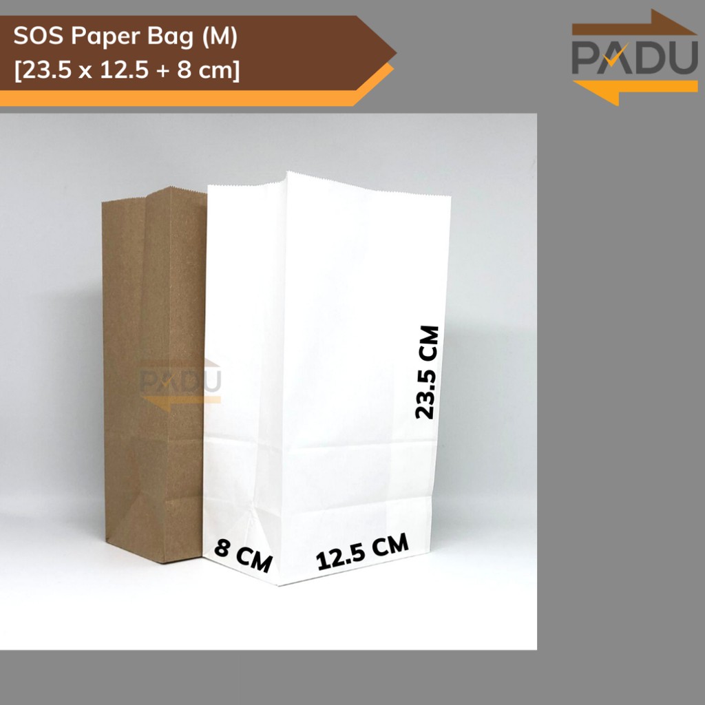 

[50 Pcs] SOS Paper Bag (M) - Kantong Kertas SOS / Fried Chicken / Snack