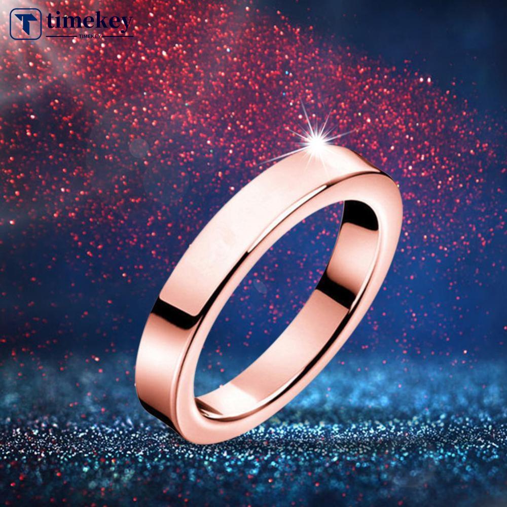 Cincin Bahan Titanium Steel Ukuran 3mm Warna Silver / Gold / Rose Gold / Hitam Untuk Pria / Wanita you A5K4