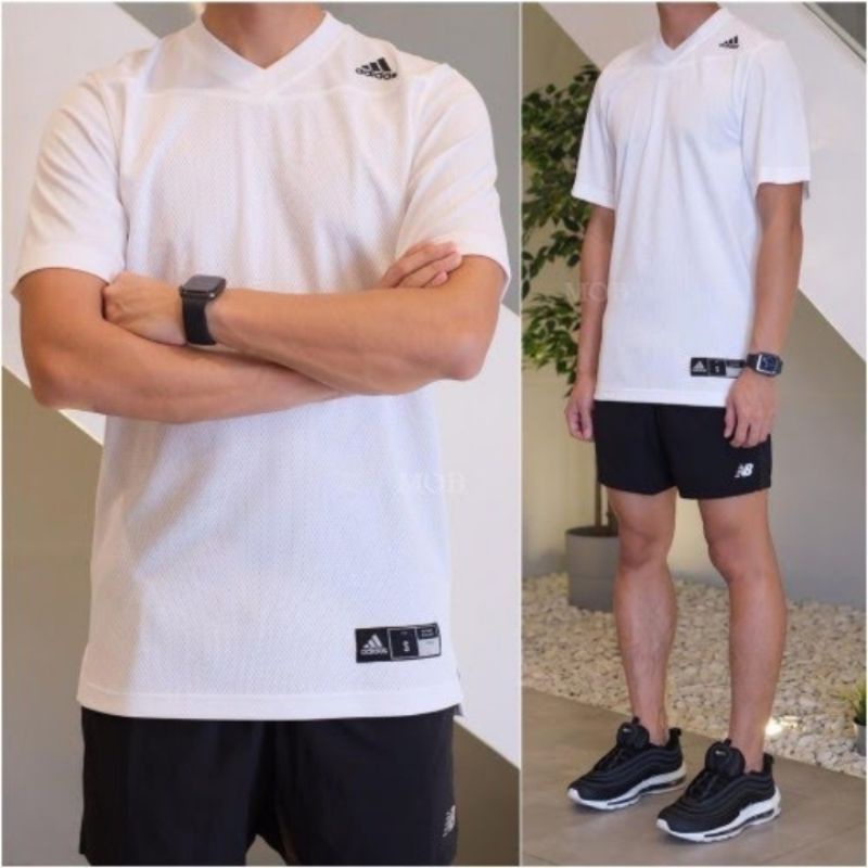 tshirt adidas football aeroready white original branded new brand dryfit drywick putih sport asli