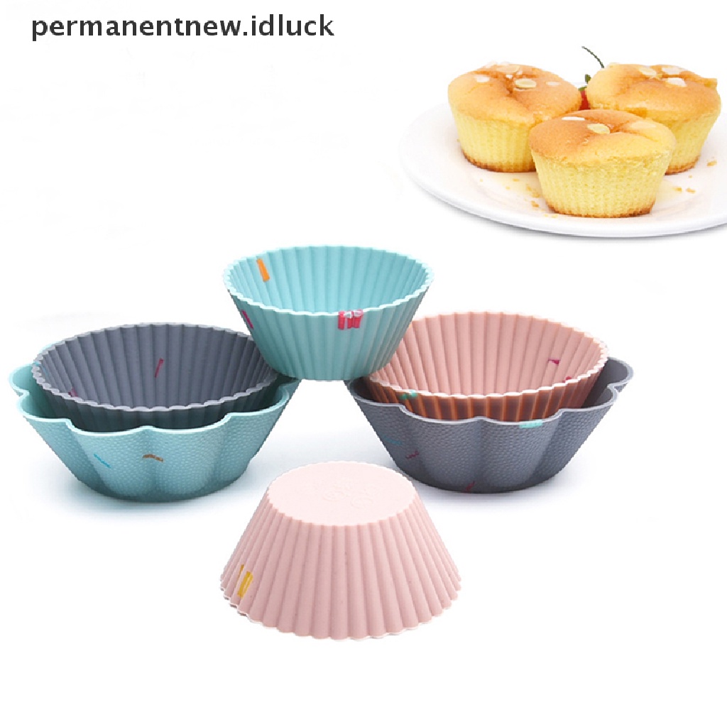 6 Pcs / Set Cetakan Kue Muffin Cupcake Bahan Silikon