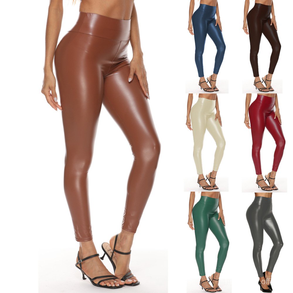 ✅#COD# Celana Kulit Multicolor Wanita Pinggang Tinggi Celana Kulit Legging Celana Kulit Wanita