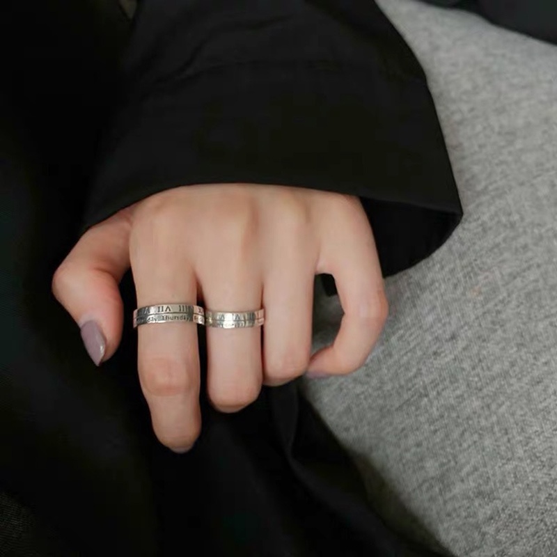 Cincin Model Terbuka Desain Angka Romawi Gaya Retro Eropa Amerika