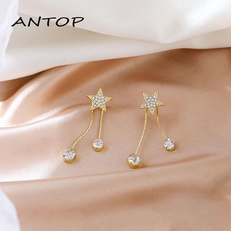 Anting Tusuk Gantung Temperament Bahan Sterling Silver 925 Desain Bintangrumbai Untuk Wanita
