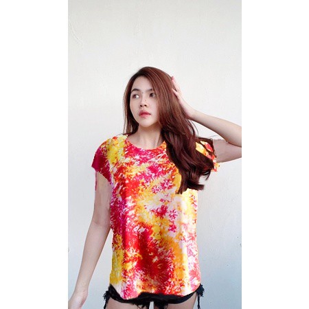 BAJU TIE DYE BALI | BAJU WANITA-PINK KUNING-PUTIH