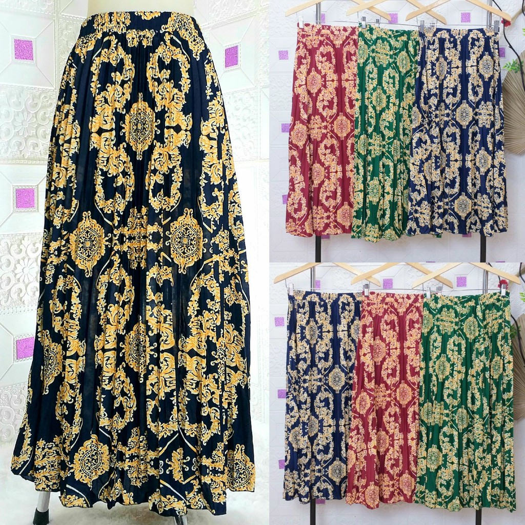 Rok plisket panjang Corak/Motif Rok panjang/muslim/Mayung/Payung Terbaru Termurah Terlaris