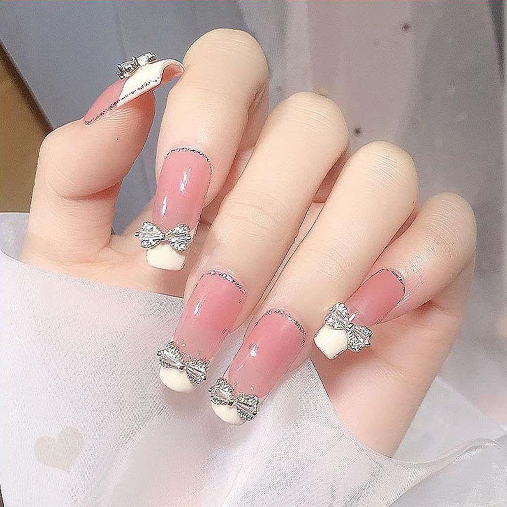 AUGUSTINA Agustina Ikatan Simpul Kuku Berlian Imitasi Mewah Fashion 3D Kuku Pesona DIY Nail Art Nail Art Ornamen Perhiasan Kuku Kristal