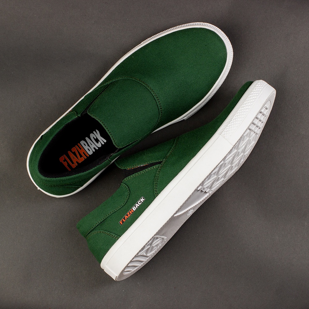 OWL GREEN |ManNeedMe x FLAZHBACK| Sepatu Sneakers Pria Casual Slip On Kanvas ORIGINAL