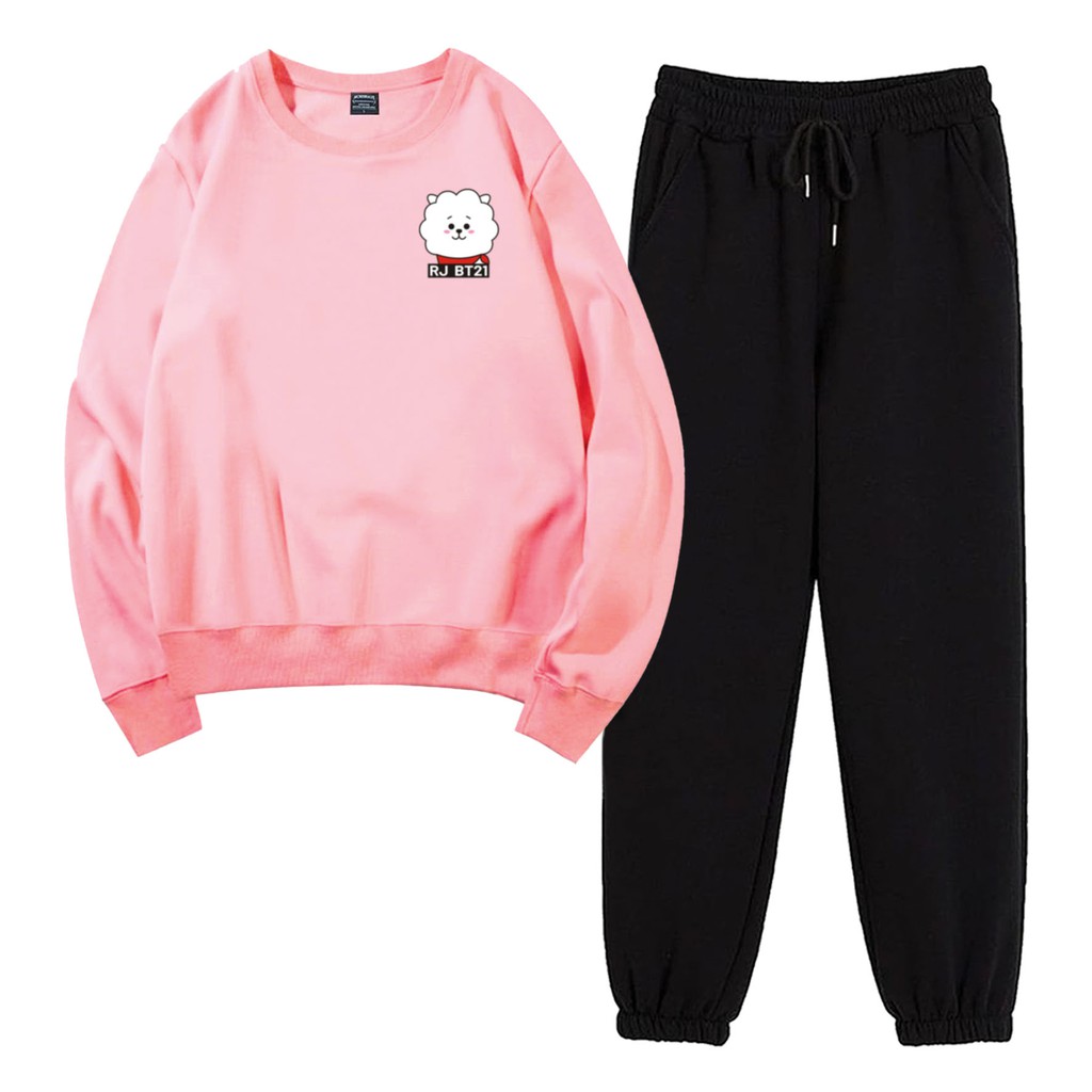 BESS - Baju Setelan Wanita Murah / Setelan Sweater + Jogger Hitam - LOGO J