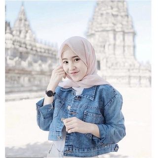 JAKET JEANS WANITA CROP LIPAT