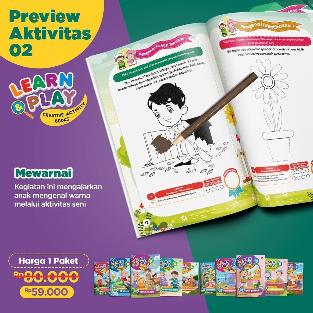 Buku Paket Tematik untuk TK A dan TK B : Learn &amp; Play (Bonus Buku Panduan)