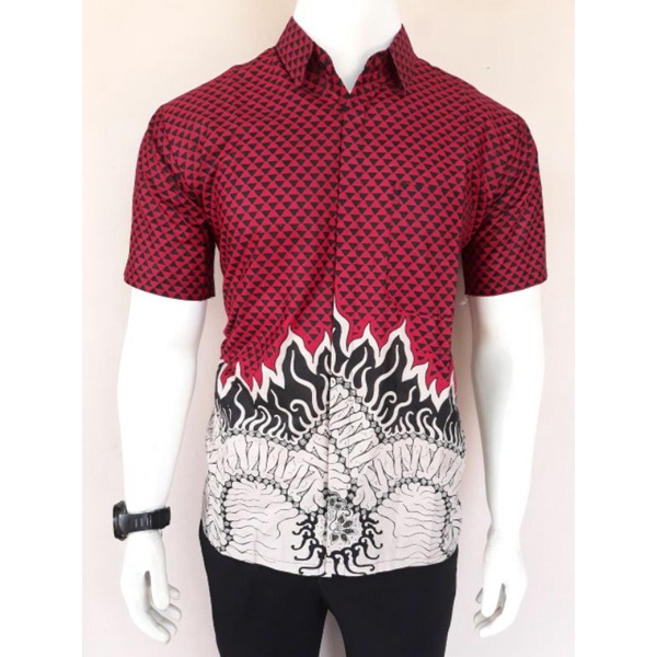 [TERBARU] Batik Pria Lengan Pendek premium BATIK BERKAH HRB026 motif KERATONAN Kode 002 size M L XL