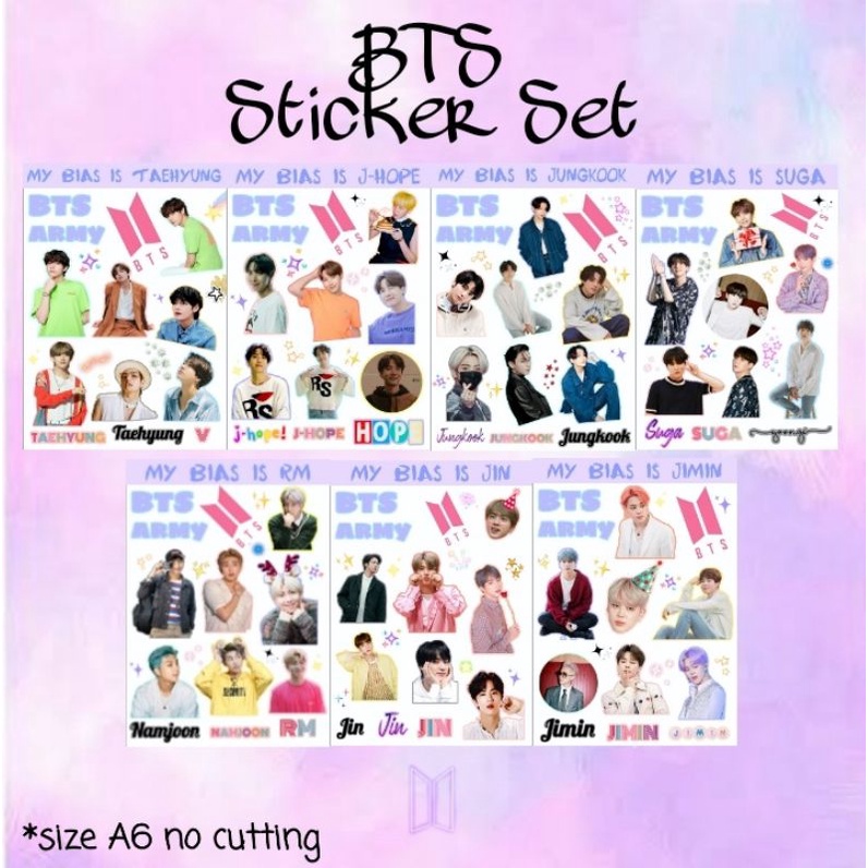 Stiker BTS Sticker Set A6 minimal 2 pcs (BACA DESKRIPSI)