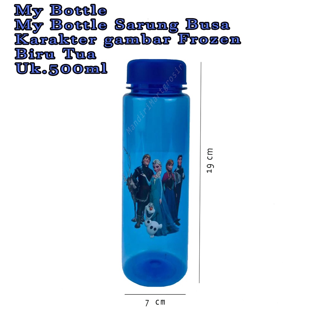 Botol Air * My Bottle Sarung Busa * botol minum * karakter gambar Frozen * Biru Tua * 500ml