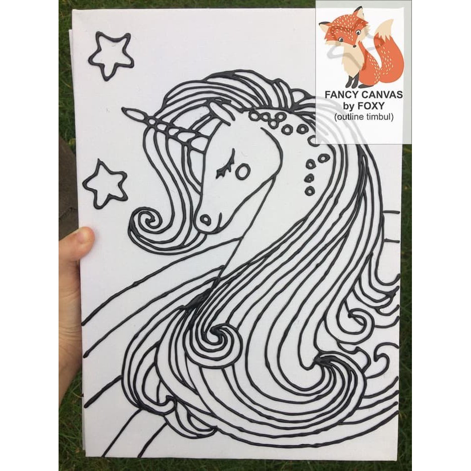 

BARU KANVAS LUKIS ANAK OUTLINE TIMBUL GAMBAR - UNICORN HEAD PERALATAN MELUKIS ANAK