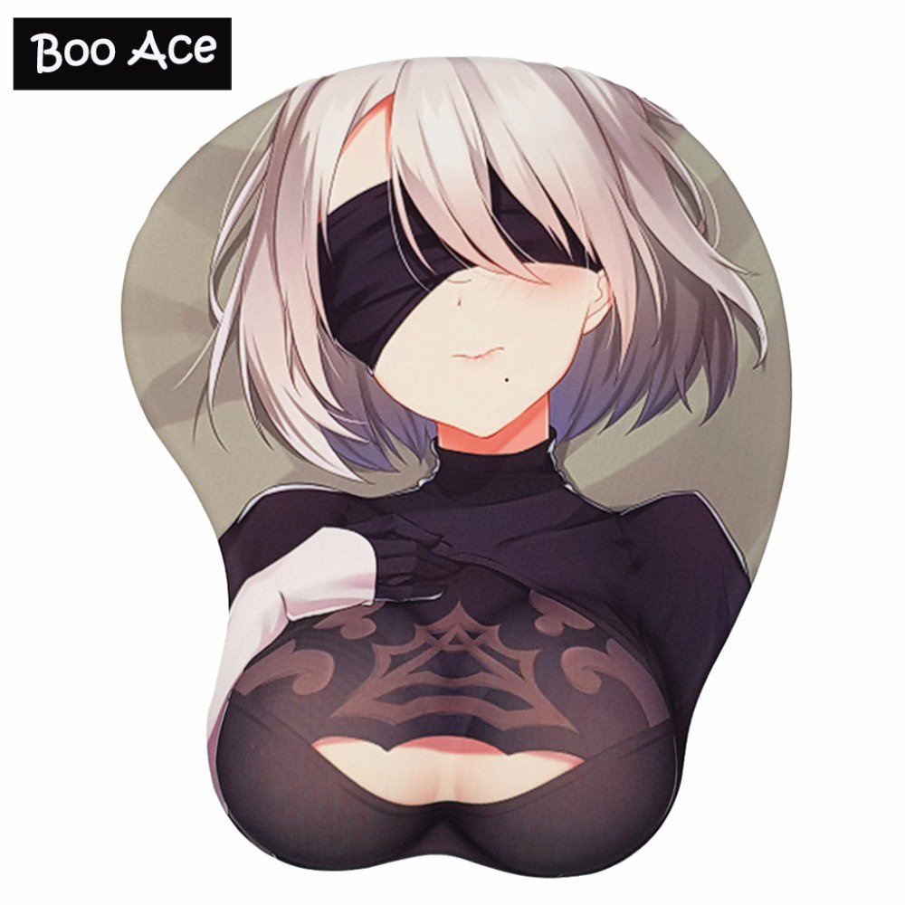 Original 2WAY! NieR: Automata 2B Gaming 3D Boobs Mouse pad with Silicone GEL Wrist rest Size 26*22cm