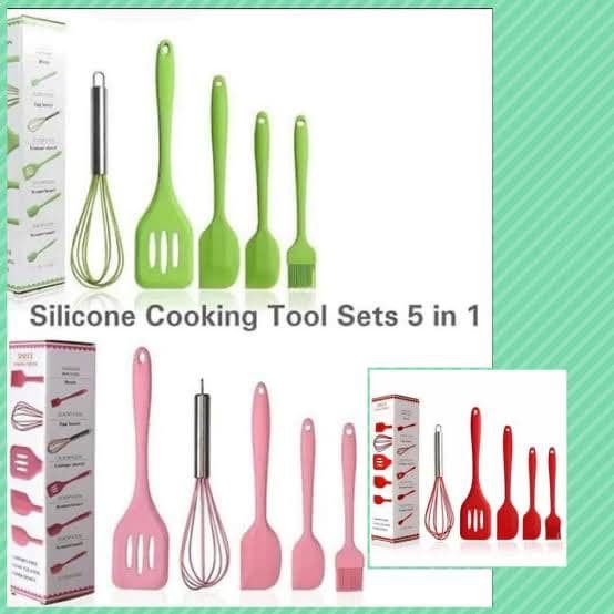 [IMPORT] - Termurah Kitchen Tools easy baking utensil sillicone silikon set 5pcs 5in1 tools spatula