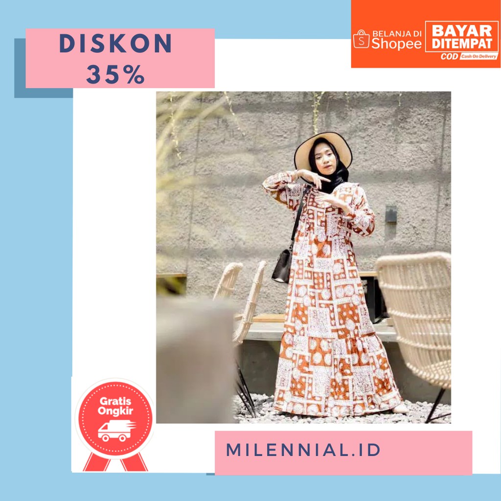 DRESS MUSLIMAH MOTIF/ GAMIS MUSLIMAH KEKINIAN