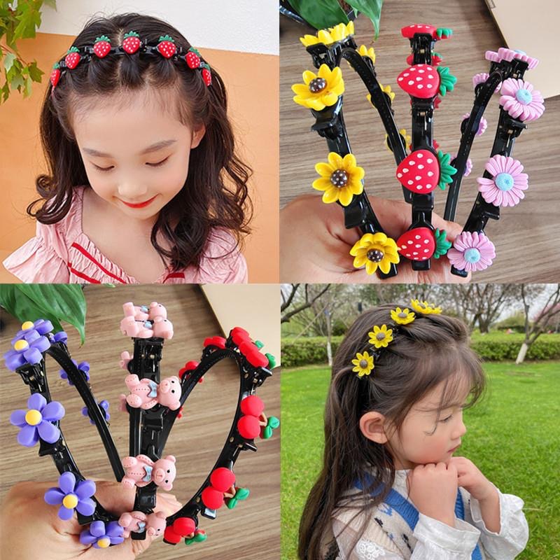 Bando Kepang Rambut Anak / Bando Anak Jepit Korea / Bando Bunga Melingkar Bando Jepitan Rambut B221