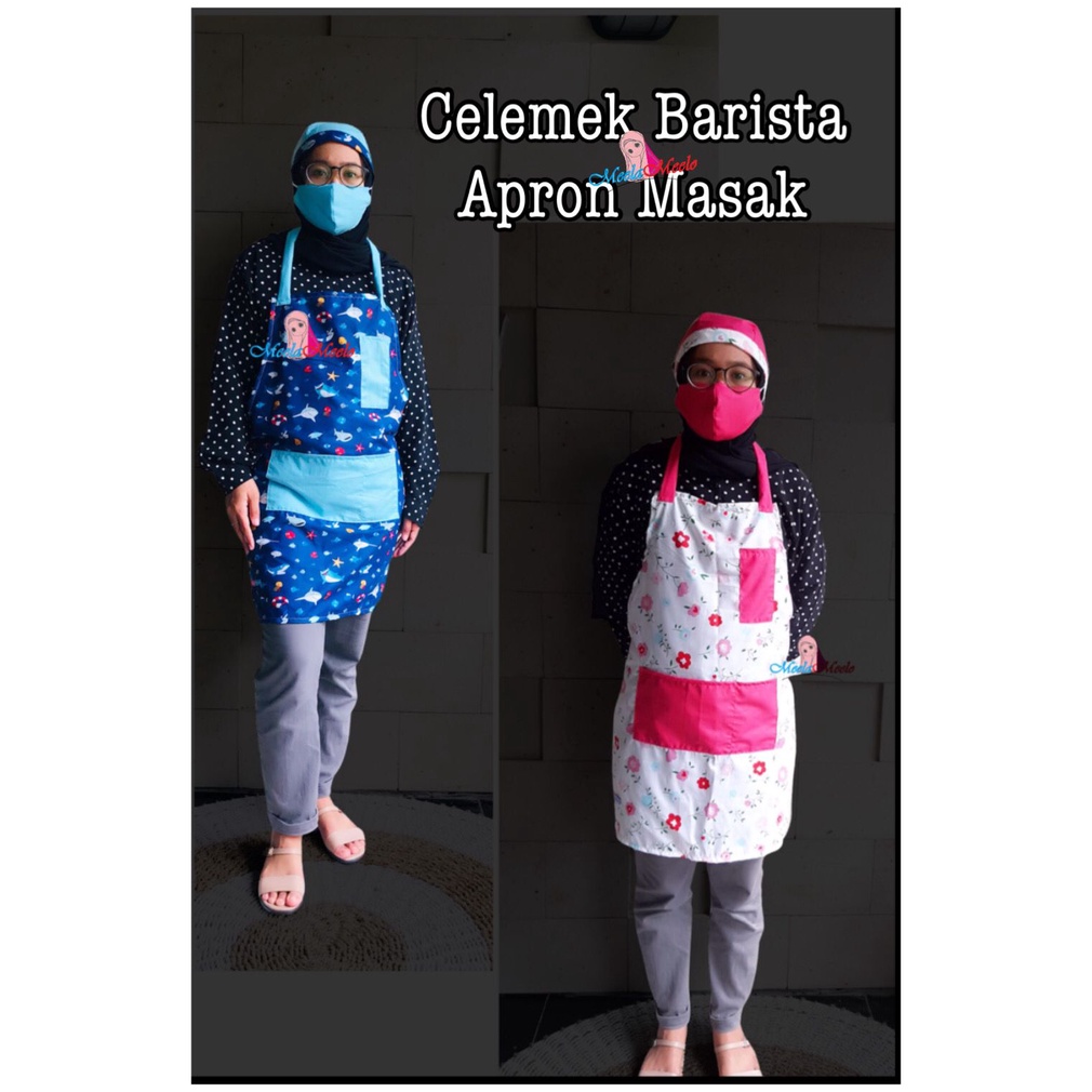 Apron Motif Dewasa| celemek murah bahan katun | Apron masak