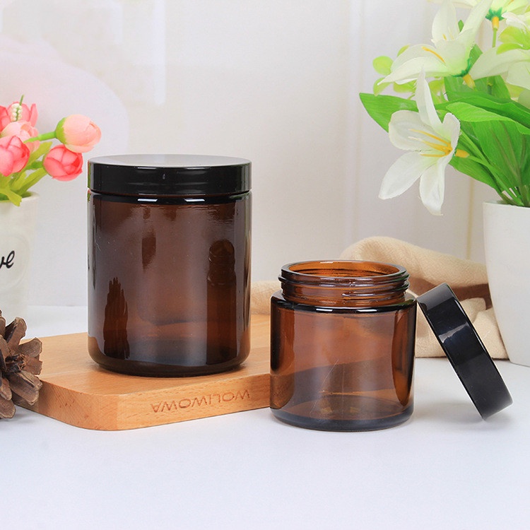 Amber Glass Jar Kaca 250ml Candle Jar Tempat Lilin Hitam Dark Large Coklat Large