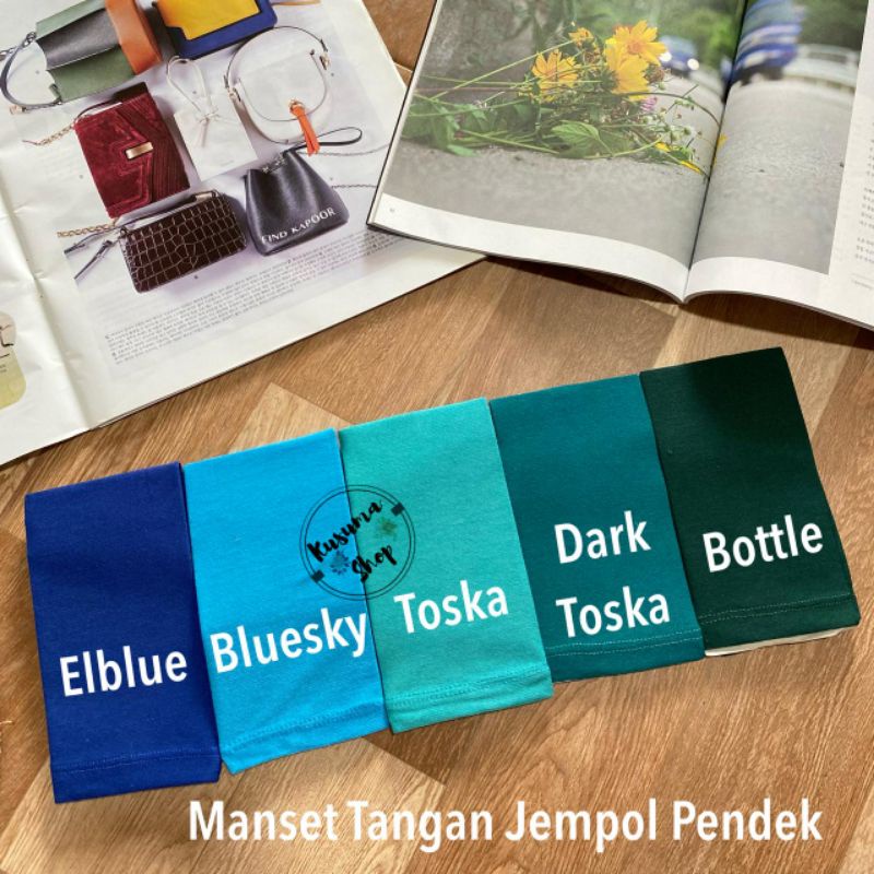 Manset tangan jempol pendèk bahan kaos pe