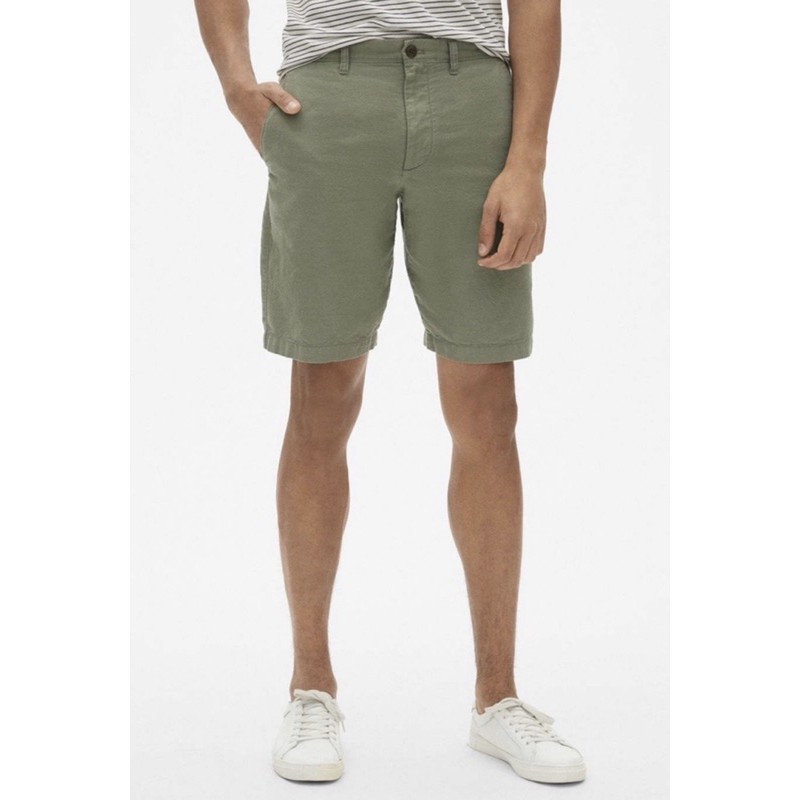 Celana Pendek Pria GAP Linen Shorts Chino Olive Green