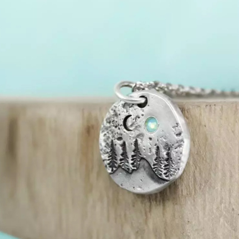 Kalung 925 Silver Desain Bulan Alpine Untuk Wanita