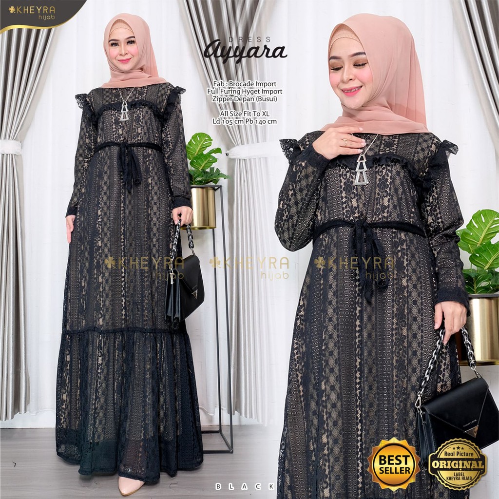 DRESS BRUKAT | DRESS BROCADE | DRESS ZIPPER DEPAN | DRESS BUSUI | GAMIS BRUKAT | DRESS AYYARA