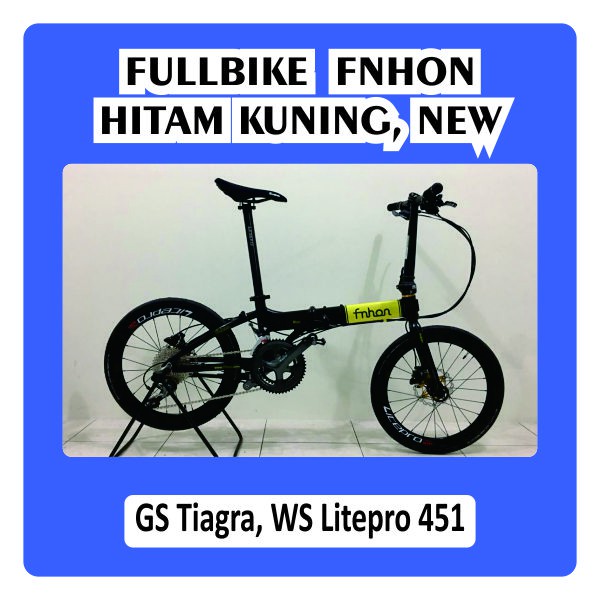 Fullbike Frame Fnhon Blast 2 Warna Hitam Kuning Glossy Groupset Shimano Tiagra 10 Speed Brakeset