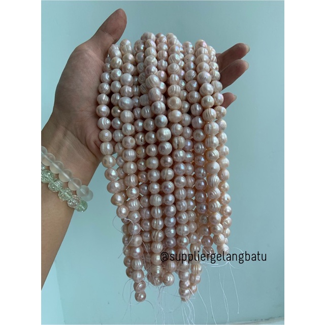 Bahan Mutiara Air Tawar Barok / Baroque LAVENDER 10 x 18mm Bulat pearl