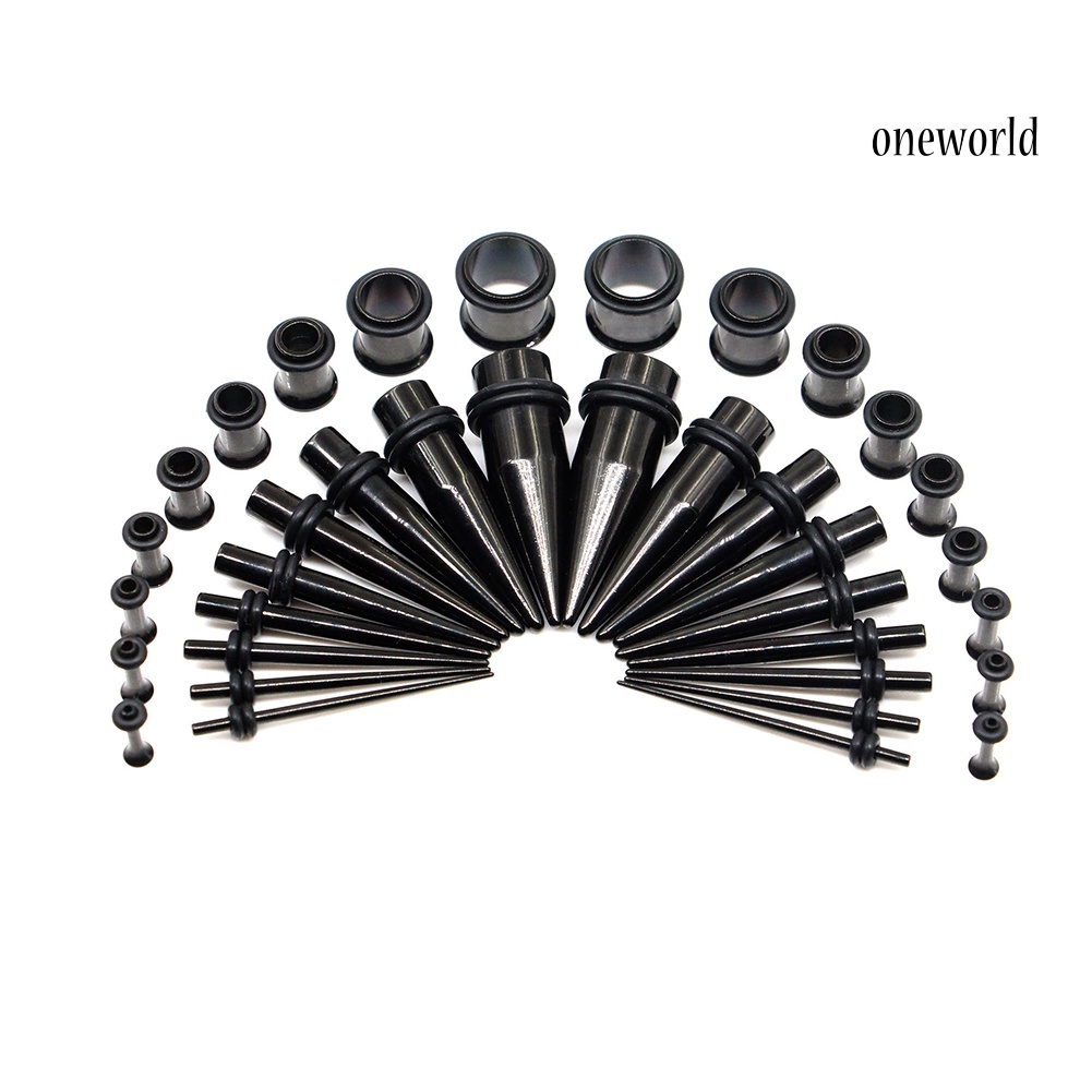 OW@ 36Pcs Stainless Steel Pointed Cone Stretching Ear Tunnel Plugs Tapers Jewelry