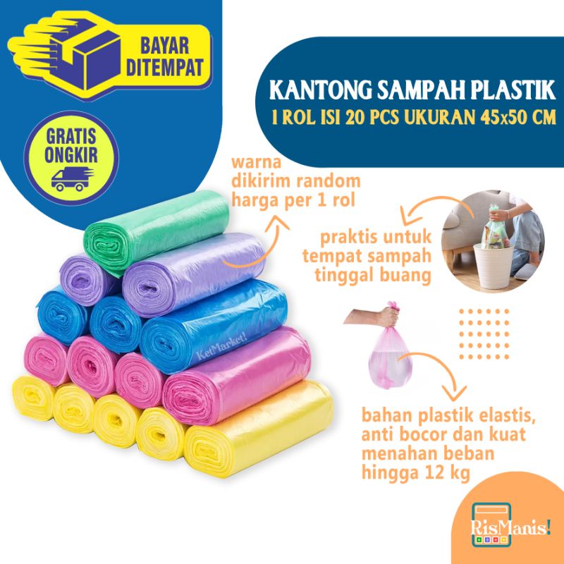 DISPOSABLE ROLL TRASH BAG - Kresek Sampah Gulung 20 Lembar Rol Kantong Plastik Belanja Sekali Pakai