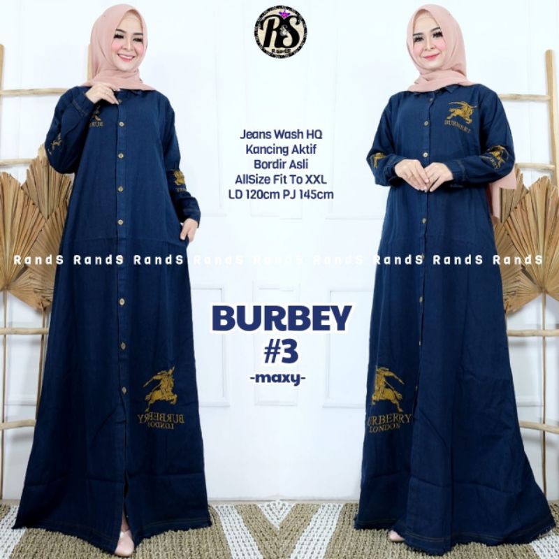 GAMIS JEANS BURBEY #3, BAHAN JEANS WASH HQ, LD.120 PB.145, BORDIR ORI, KANCING AKTIF