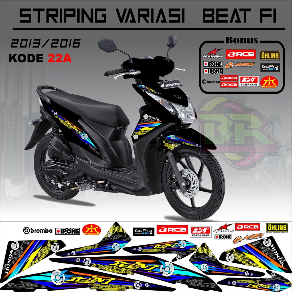 Striping Beat Fi 2013-2016 Stiker Lis Motor Beat Variasi kode 22