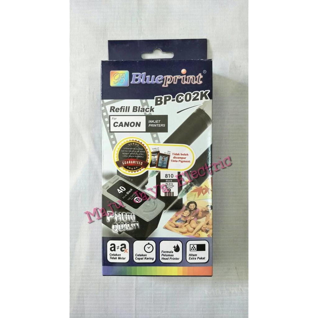 Refill Kit Tinta Suntik Blue Print Hitam Black BP-C02K Printer Canon