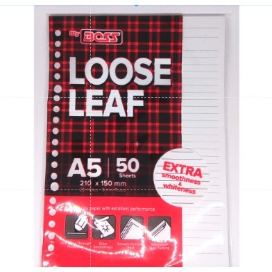 

KERTAS REFILL, ISI FILE, ISI BINDER, LOOSE LEAF BBO LL 50 A5 BIG BOSS