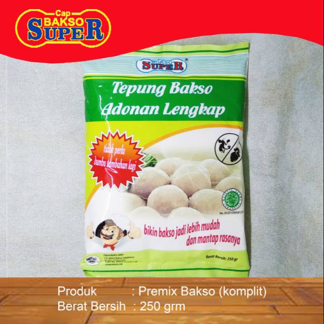 

Tepung Premix Adonan lengkap Bakso 250 gr