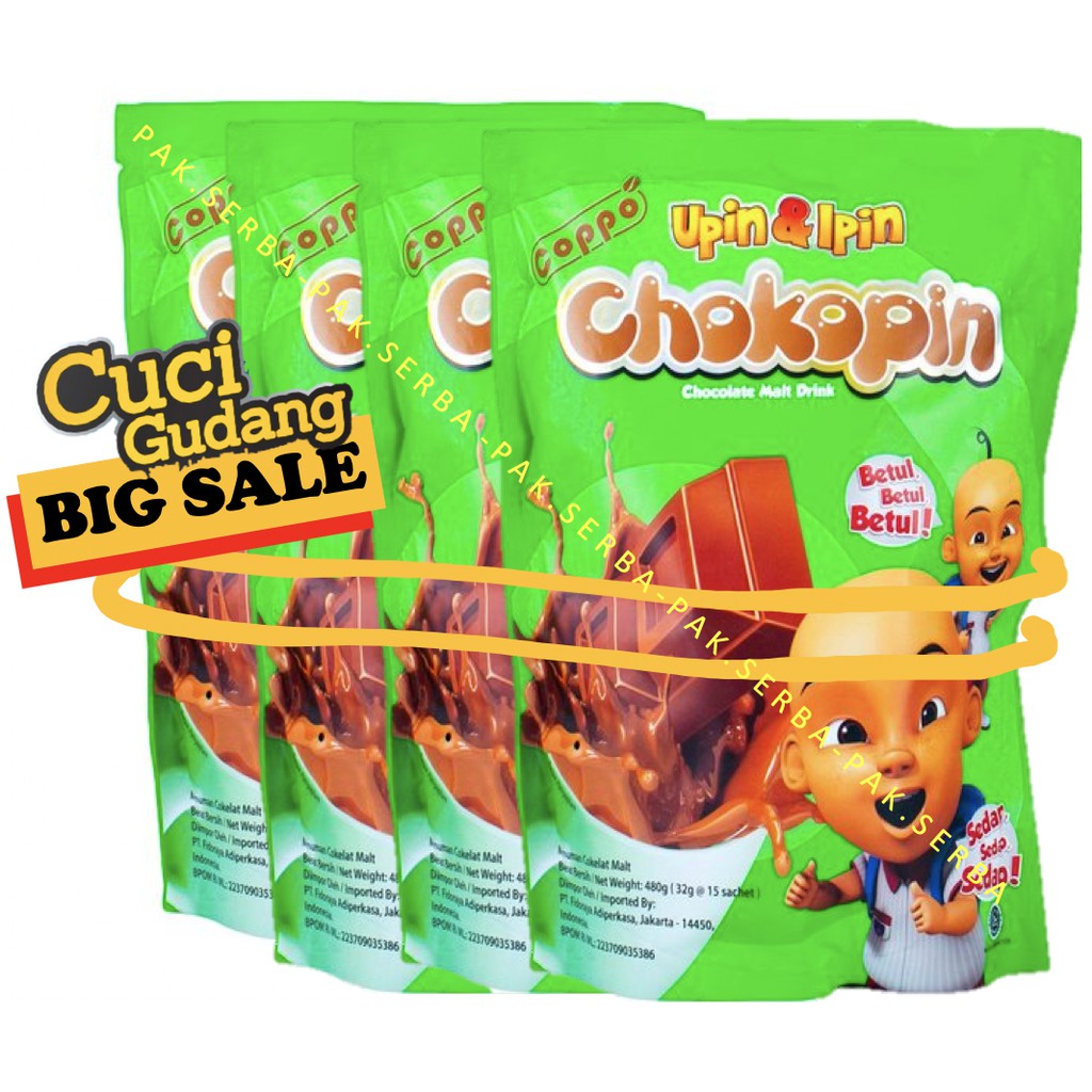 Minuman Coklat Chokopin Chocolate Malt Drink Upin &amp; Ipin (4 BAG) / Chocopin