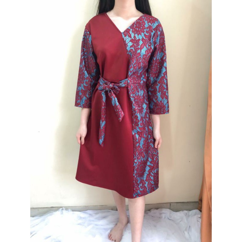 Ken-153 Dress brukat pesta Dress scuba premium model kimono A Line dress casual &amp; formal bisa Cod