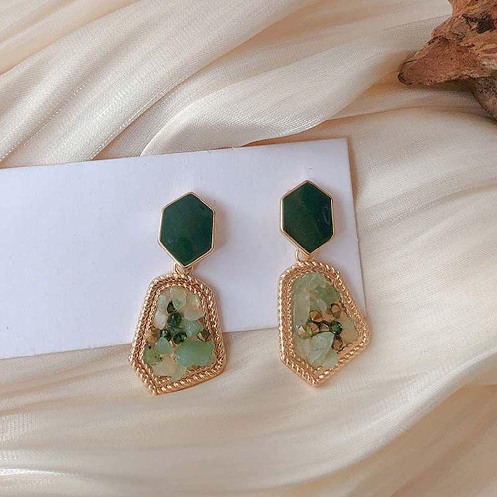 NEEDWAY Anting Stud Mewah Fashion Temperamen Aksesoris Hadiah Untuk Wanita Berlian Imitasi Kristal Menjuntai Earring