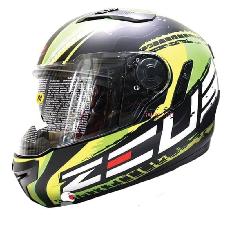 ZEUS ZS813 MATT BLACK AN13 GREEN| HELM FULL FACE | ORIGINAL ZEUS