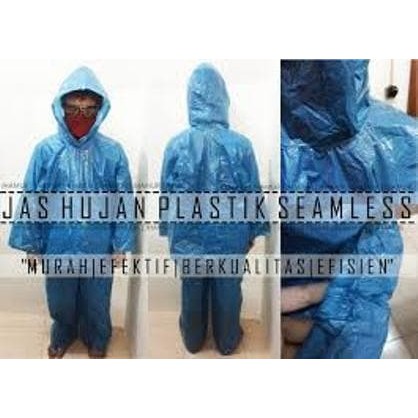 Jas Hujan Setelan Atasan &amp; Celana Plastik Bahan Lebih Tebal